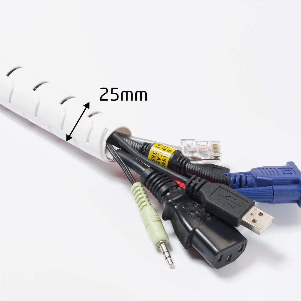 D-Line Cable Management Box (Small) & Cable Organizer Zipper (8.2ft Length) - White