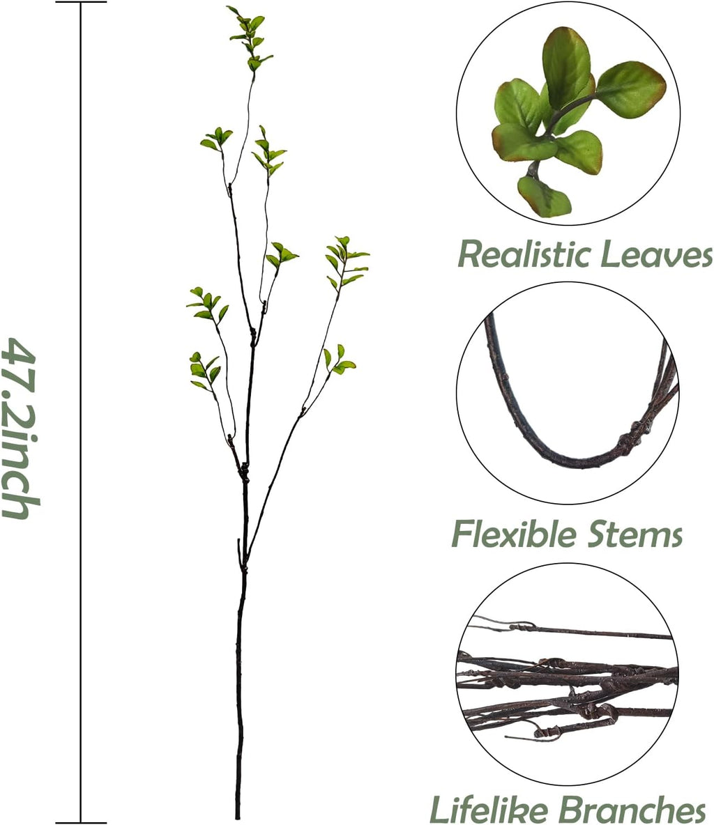 4 Pcs Artificial Ficus Branches Faux Eucalyptus Stems Fake Plants Indoor