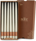 Root Candles 12-Count Unscented Taper Candles Smooth Hand-Dipped Dripless Beeswax Enhanced Boxed Candle Set, 12-Inch, Ivory
