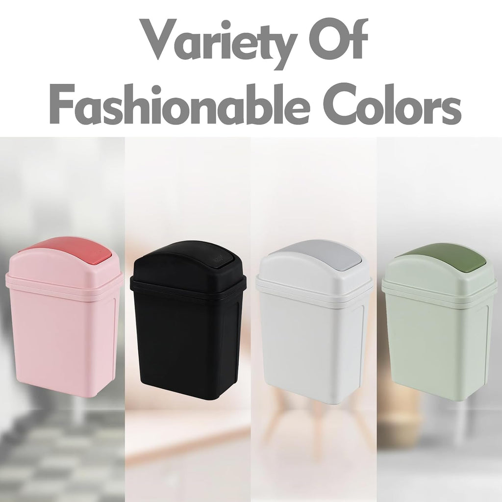 1.8 Gallon Small Swing Lid Waste Bin, Plastic Bathroom Trash Can