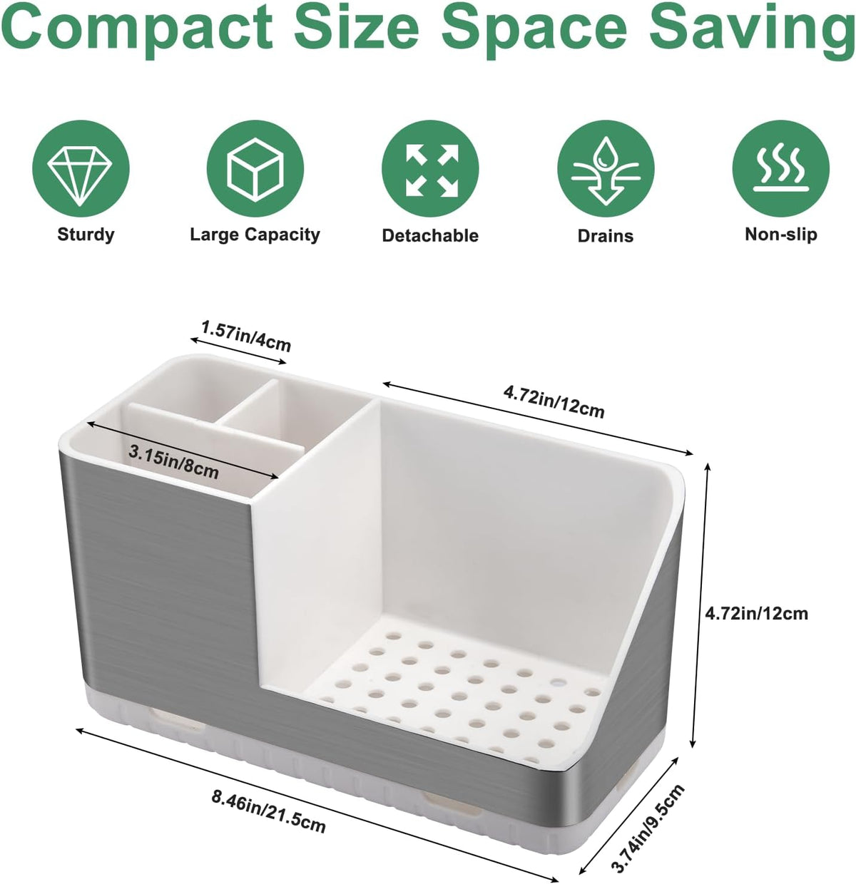 Toothbrush Holders for Bathroom Countertop Organizer (Brushed Silver Grain)
