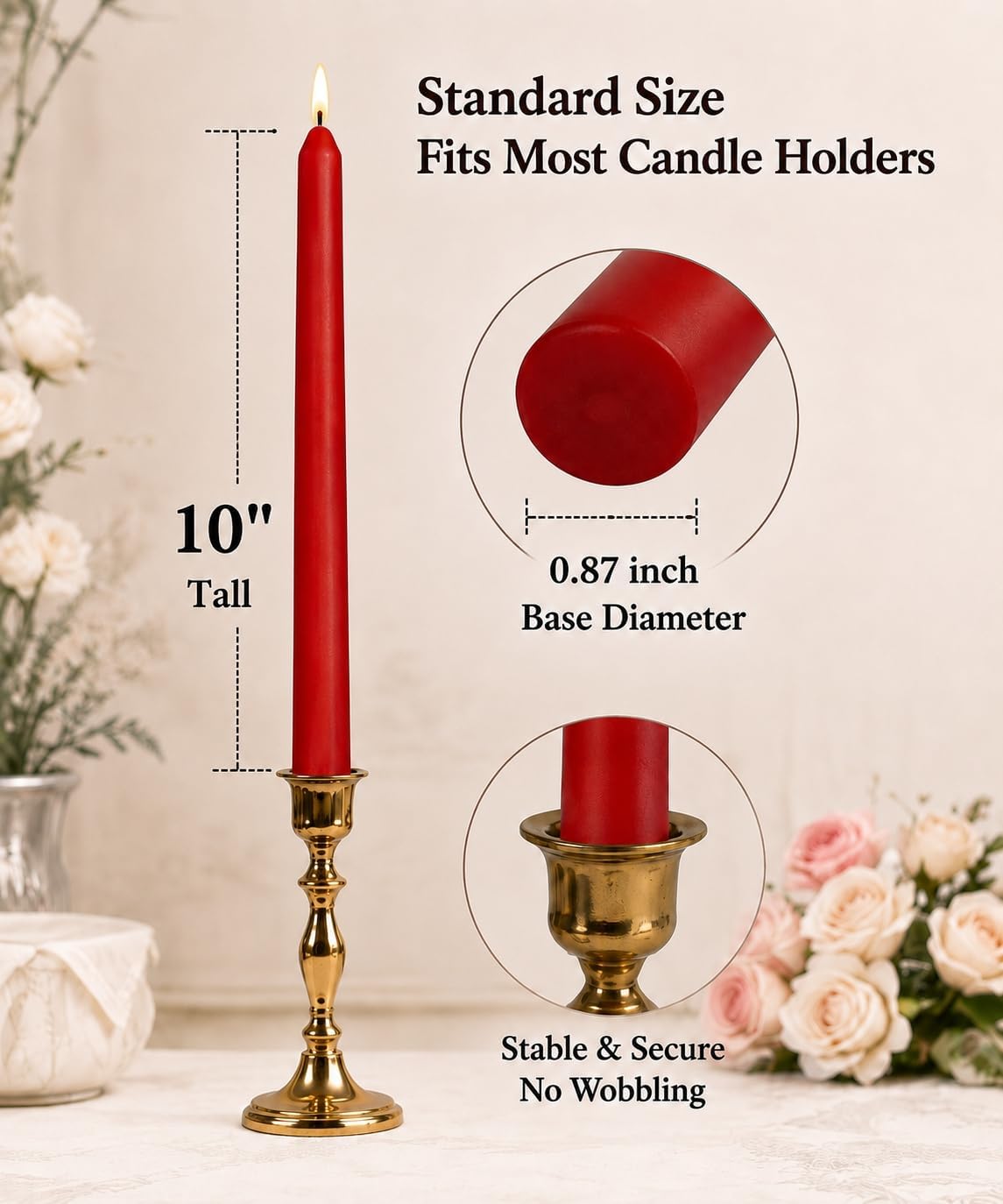 6 Pack Red 6 Pack Pink Taper Candle for Romantic Wedding Home Decor
