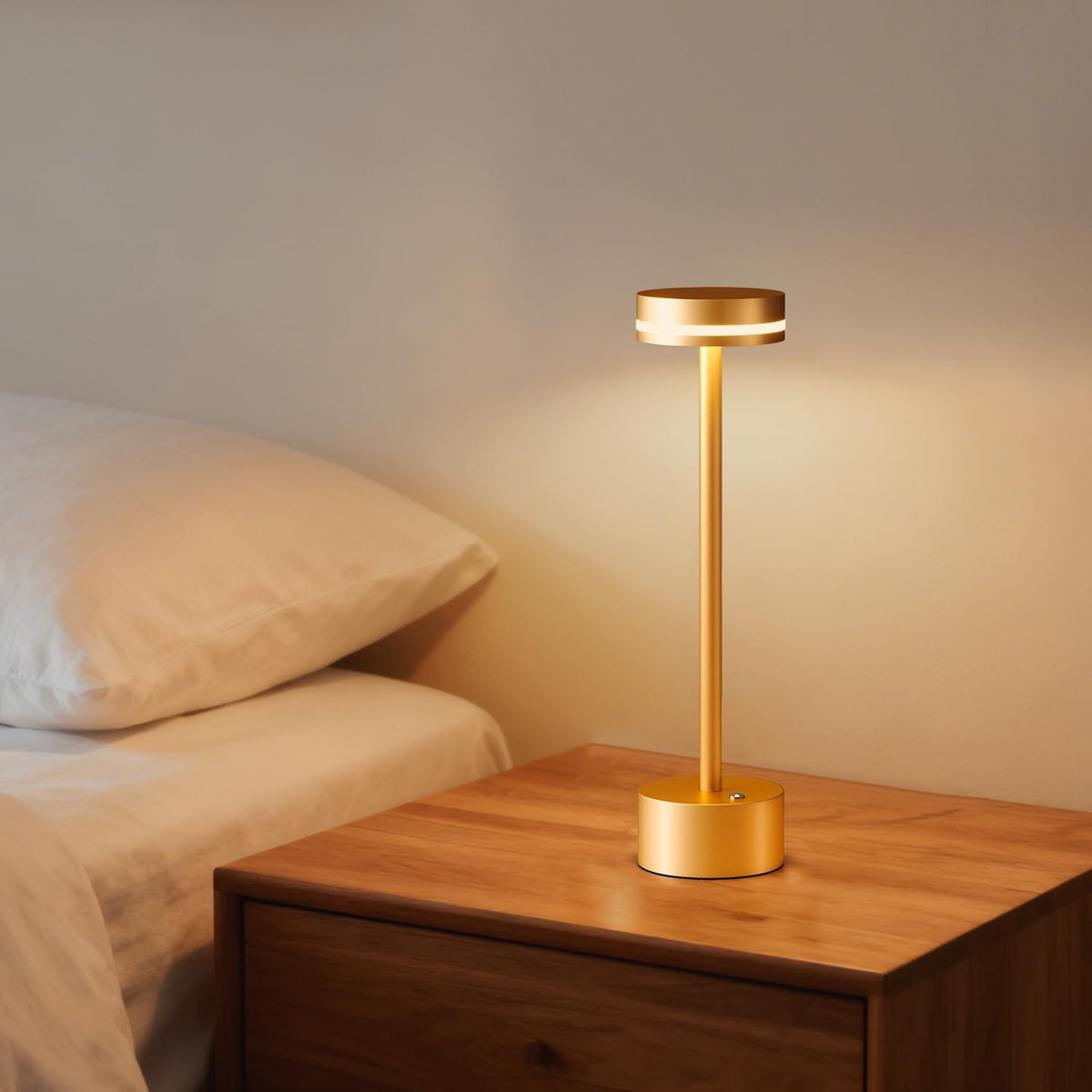 Rechargeable Cordless Table Lamp Gold Touch Control Dimmable