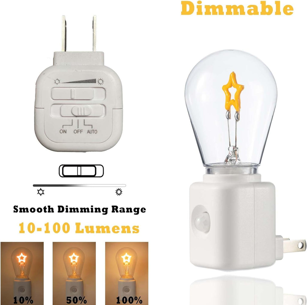 Night Light,Led Night Lights Plug in, Motion Activated Nightlights Bulb Plug into Wall, Warm White, Dusk to Dawn Sensor, Adjustable Brightness 10-100LM, for Bedroom