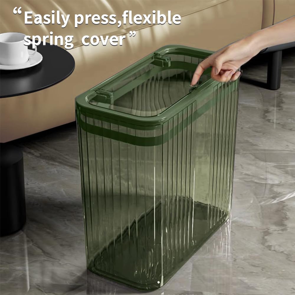 Bathroom Trash Cans with Lids, 3.5 Gallon (Green)