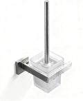 Toilet Brush and Holder Set, NEWRAIN 304 Stainless Steel Wall Mounted Toilet Brush with Long Brush Handle, Brushed Nickel Toilet Scrubber, Glass Canister