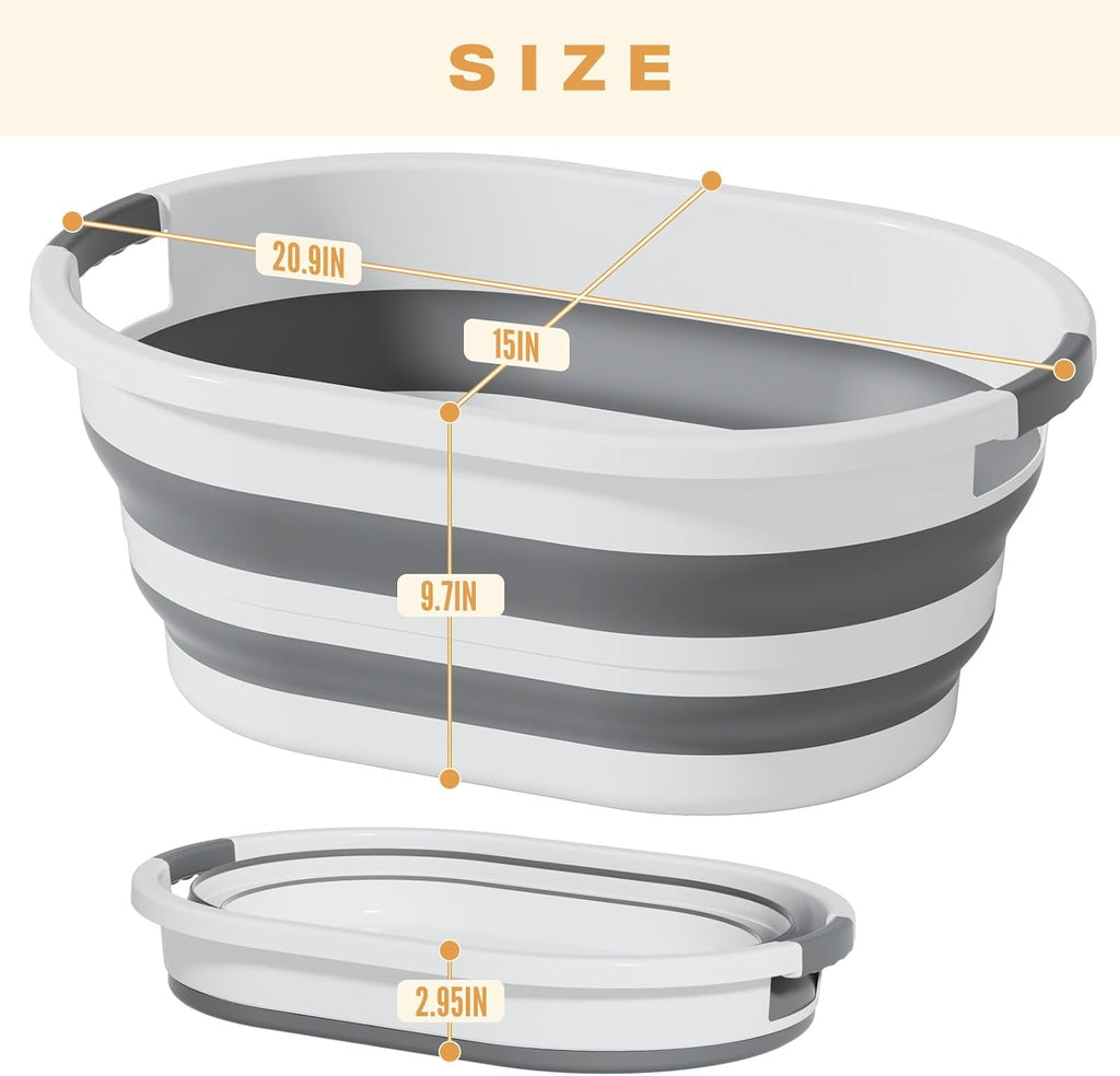 OOAMBB 30L (8Gallon) Collapsible Laundry Basket Plastic (Grey, 1 Pack)