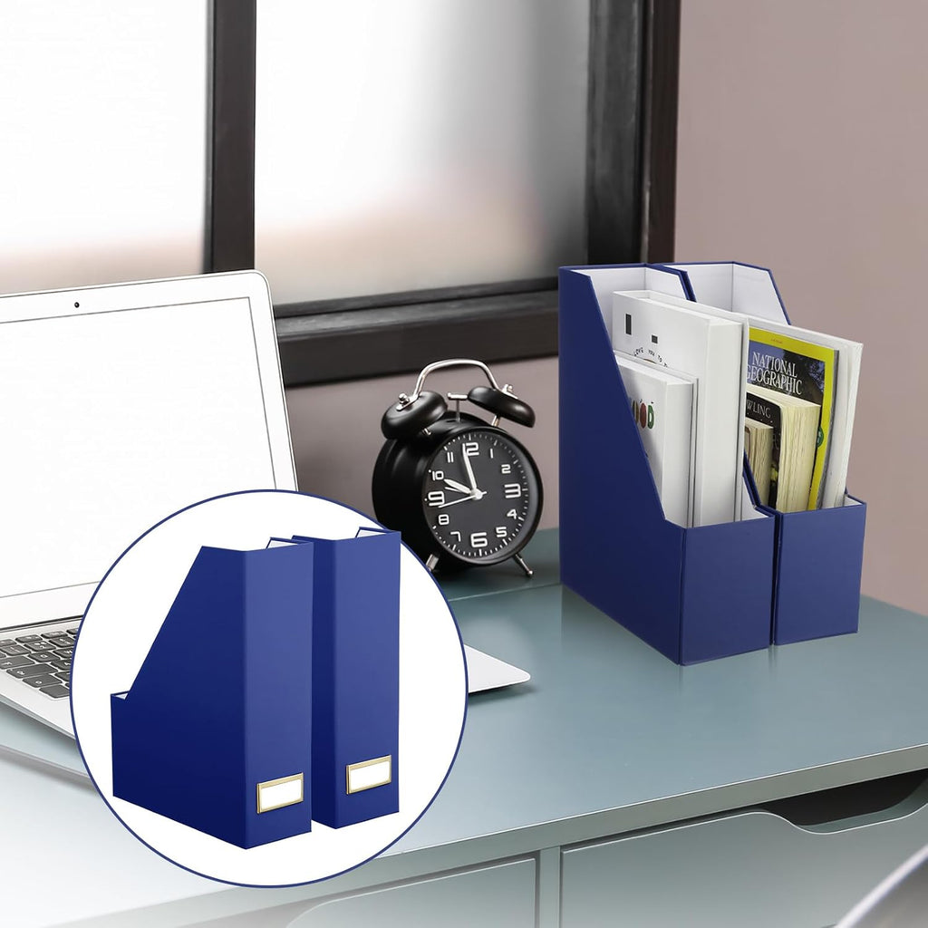 Feifeiya Magazine Holder Set of 6 Cardboard File Holder Desk, Navy Blue