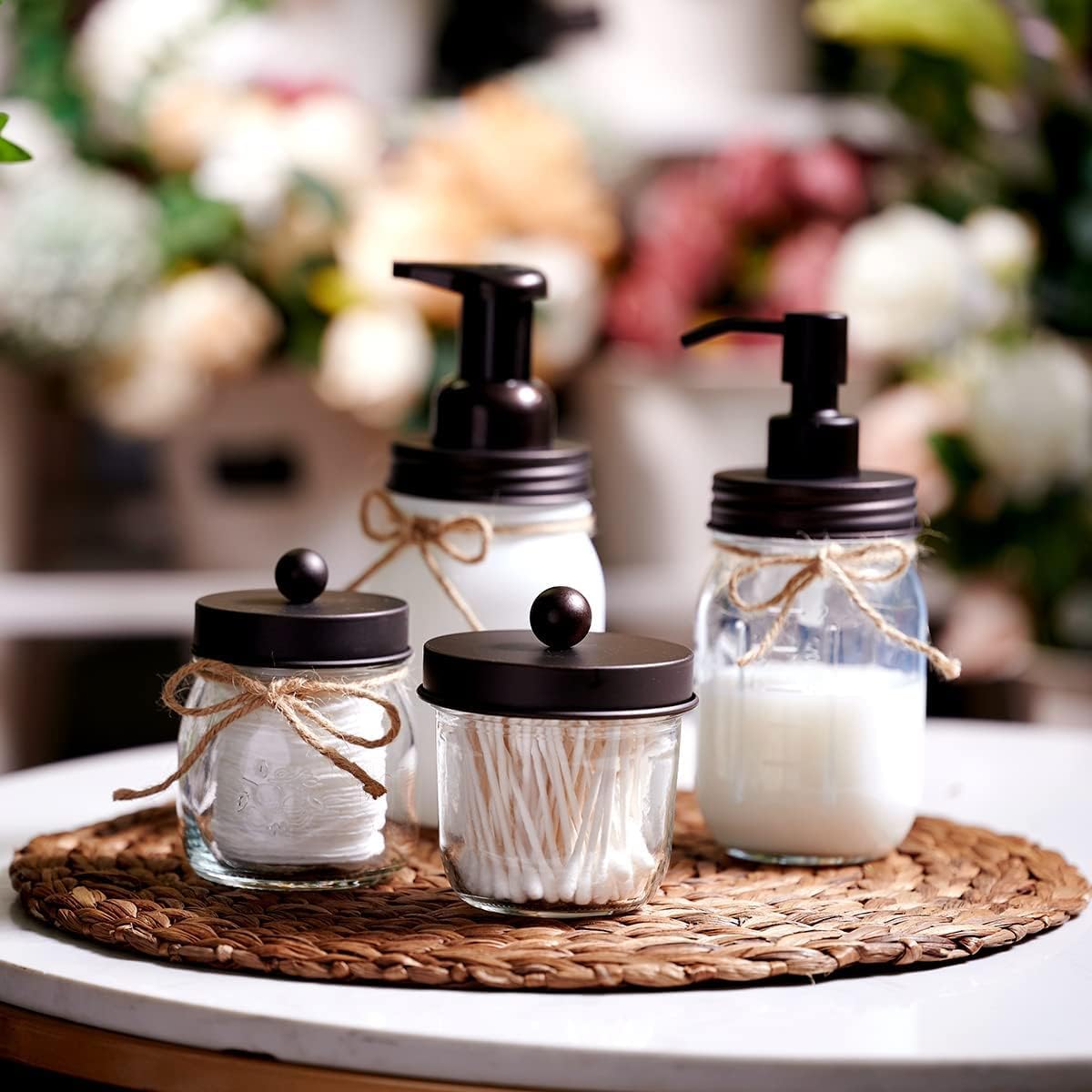 Amolliar Mason Jar Liquid Soap Dispenser, Lotion Dispenser(Bronze 2 Pack)