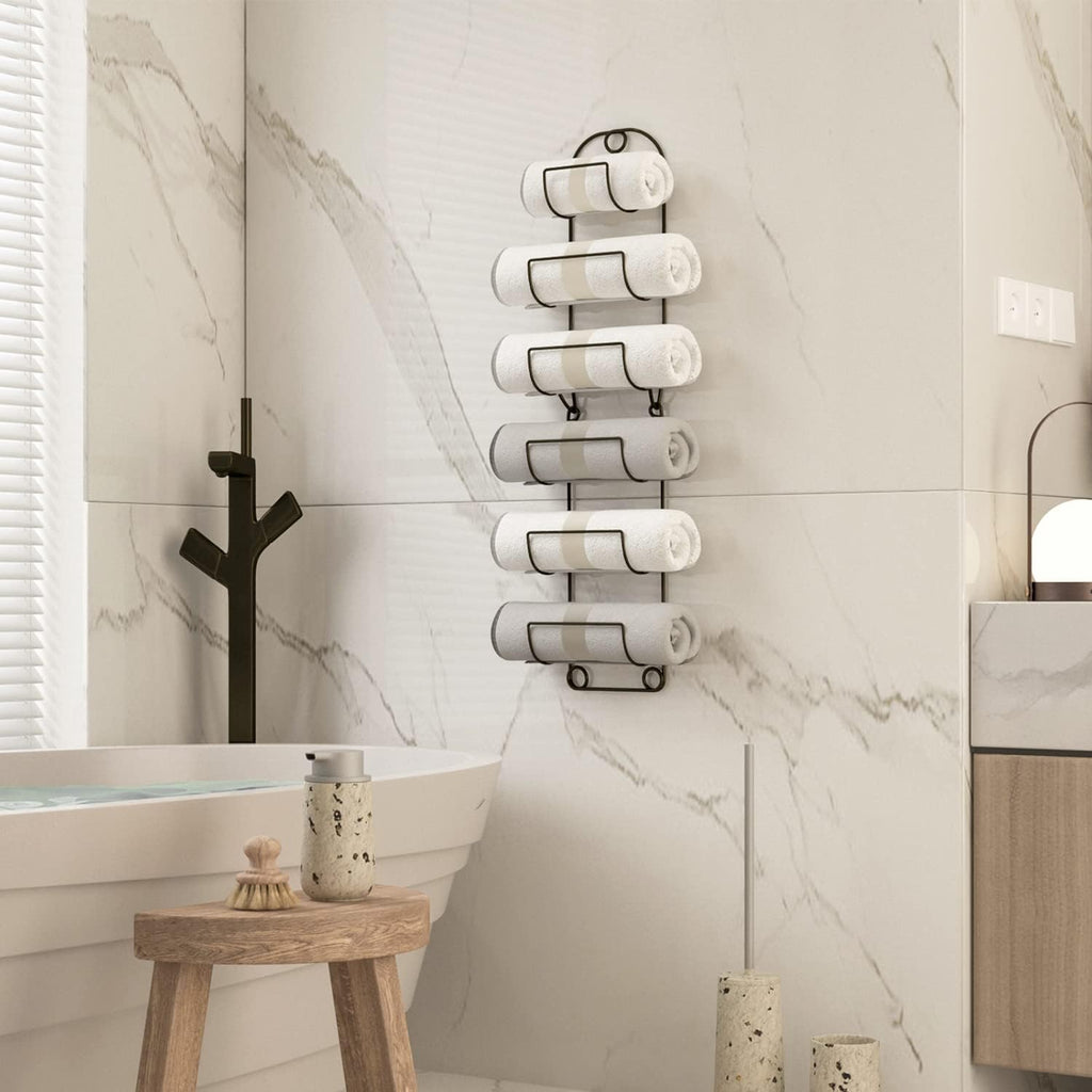 Towel Racks for Bathroom Wall Mounted Metal Wine Rack Towel Shelf Towel Holder for Bath Bronze