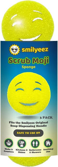 The Original Scrub Moji Scrubbing Sponge by Smilyeez (Set of 3) - Yellow - Temperature-Responsive Polymer Foam, Stain and Odor Resistant, Ideal for Kitchen and Bathroom Cleaning