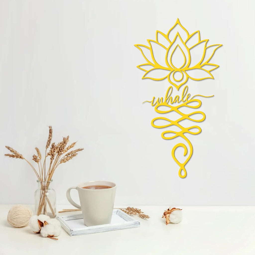Xedatric 2 Piece Metal Lotus Wall Decor for Yoga Gold