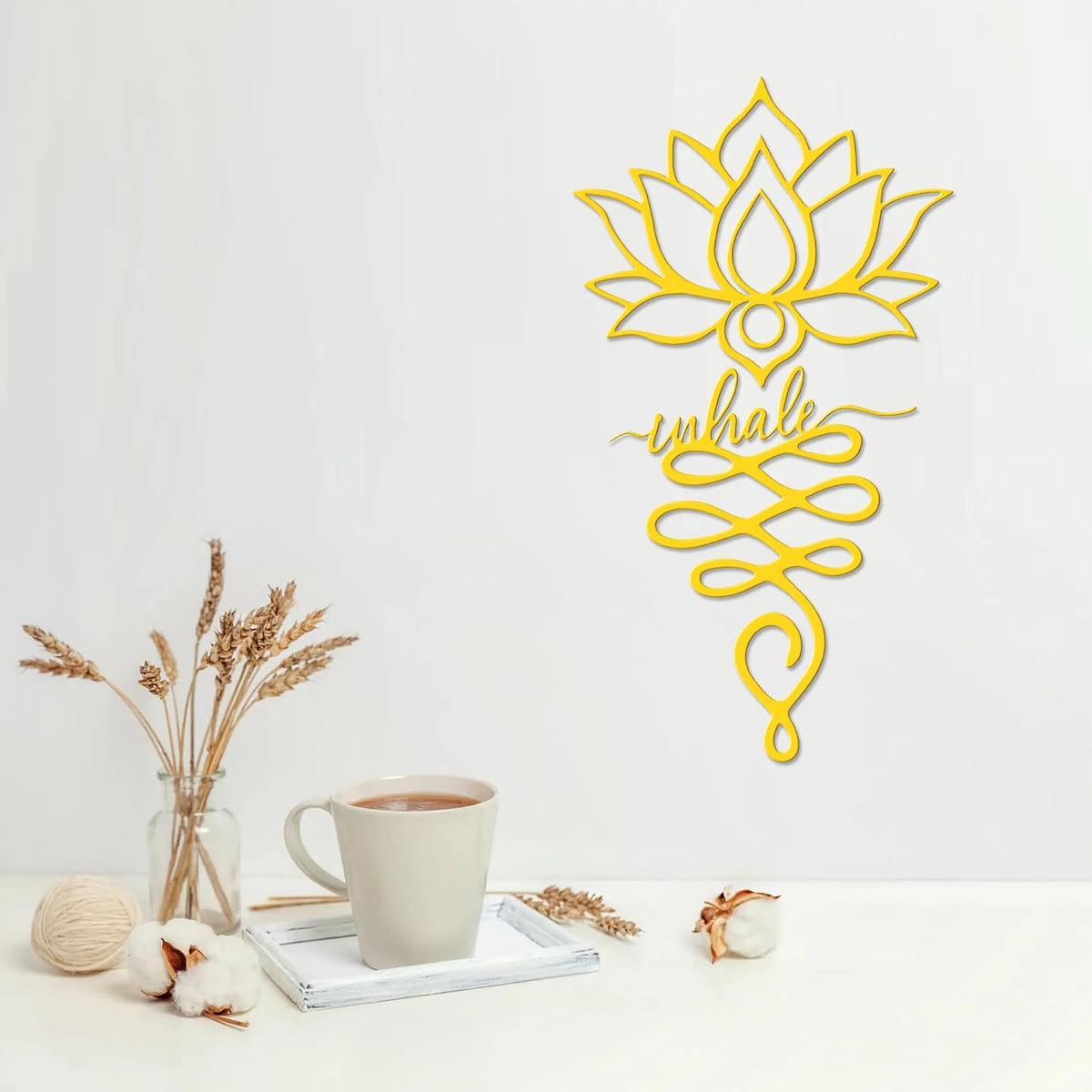 Xedatric 2 Piece Metal Lotus Wall Decor for Yoga Gold