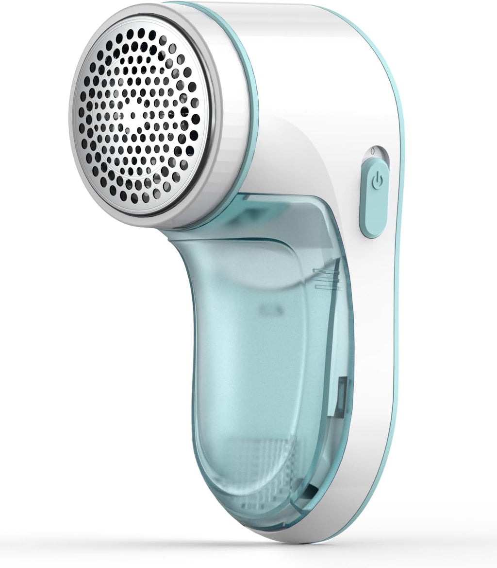Fabric Shaver, Lint Remover Sweater Shaver, Effectively and Quickly Remove Pills, Lint Shaver with Stainless Steel 3-Leaf Blades and Safety Lock Protection(Green & White)