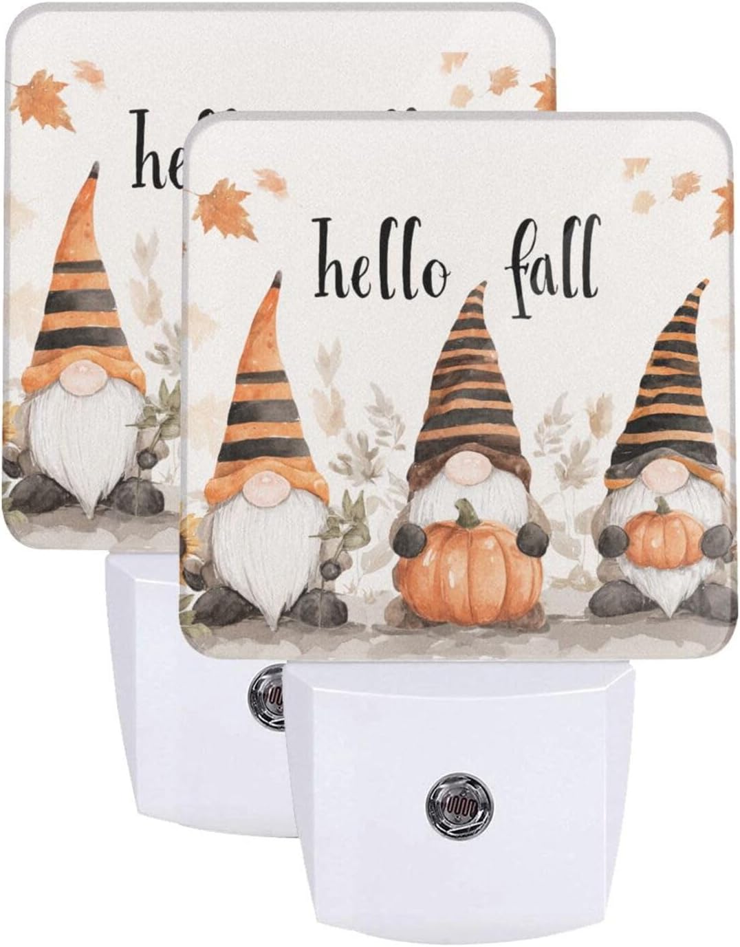 Fall Thanksgiving Gnome LED Plug-in Nightlights 2-Pack for Corridors