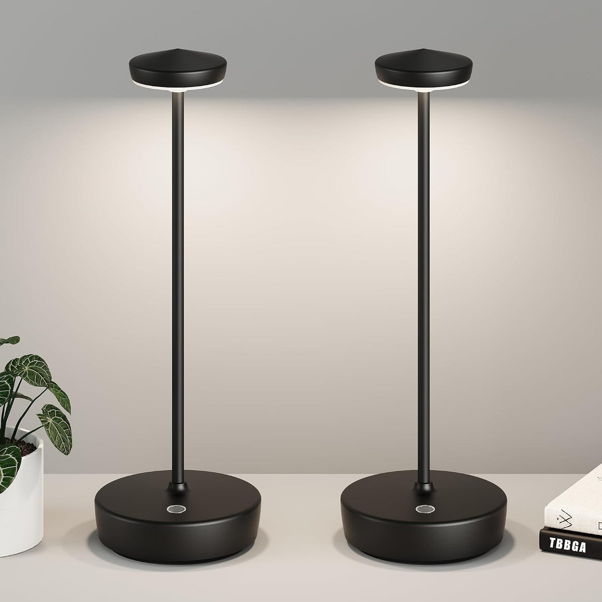 TBBGA Cordless Table Lamp Rechargeable 2 Pack, 5000mAh Battery Table Light