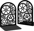 Gear Book Shelf Decorative Bookends for Shelves, Book Ends for Heavy Books, Interlocking Gear Design Metal Bookends for Desk Organizer, Office Library Decor Decorative Books for Home Decor