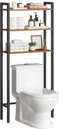 HOOBRO Over The Toilet Storage, 3-Tier Bathroom Organizer Shelf Over Toilet, Freestanding Bathroom Storage Shelves, Space Saver, Easy to Assemble for Room, Rustic Brown and Black BF41TS01