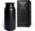 Black Seamless Wide Mouth Metal Flower Vase, 10.8" Modern Unique Home Decor Centerpiece Elegant Rose Cylinder Decorative Vases for Living Room Entry Table Office Desk Bathroom Shelf, Wedding Gift