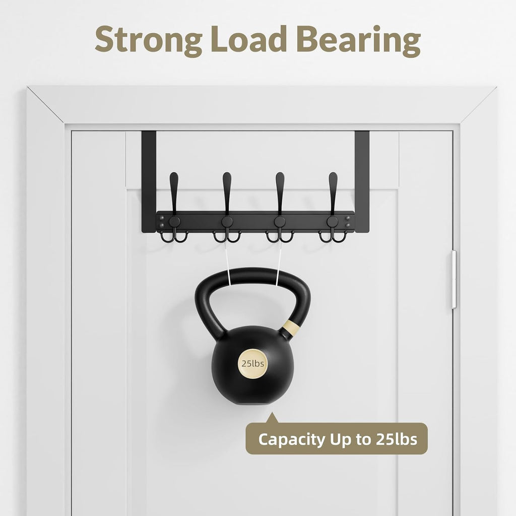 Heavy Duty Over The Door Towel Rack for Bathroom, Black Door Towel Hanger