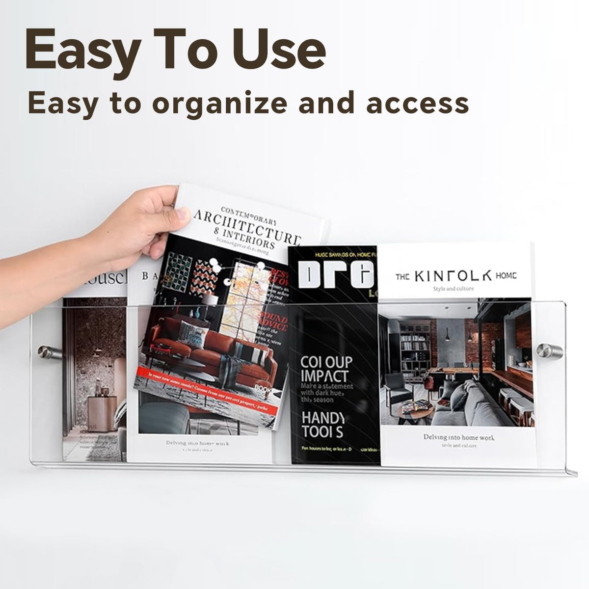 2-Pack 17 Inch Clear Acrylic Magazine Holder