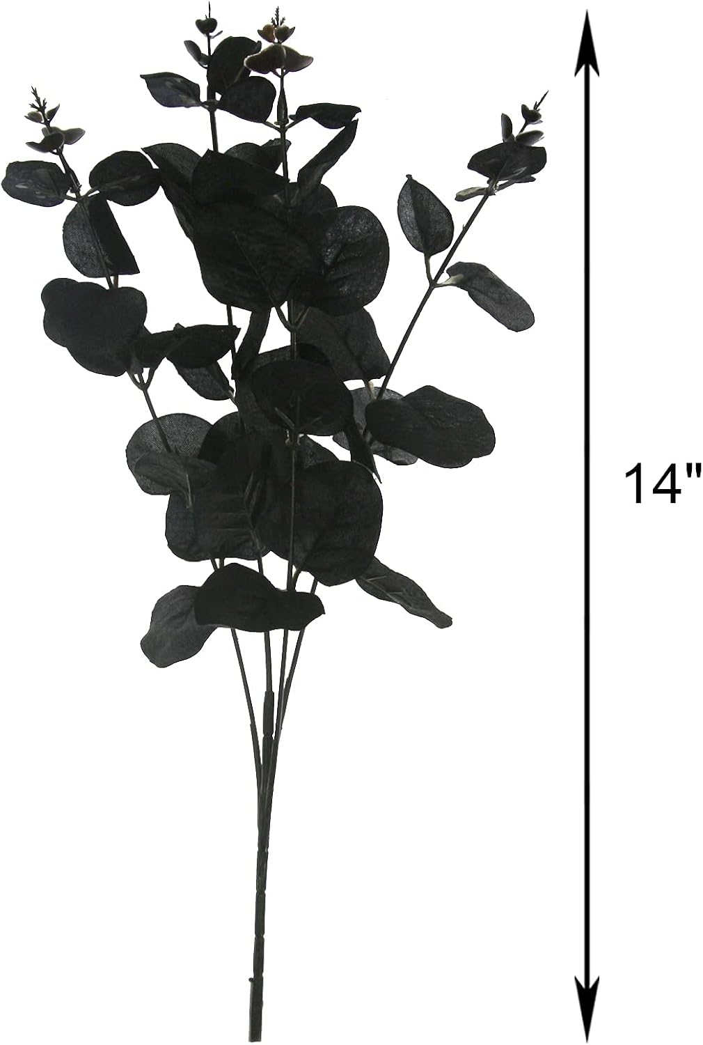 Tinsow 10 Pcs Black Artificial Eucalyptus Branches Stems Faux Eucalyptuses Real Touch Leaf Gathic Theme Party Bouquet Centerpiece Halloween Home Decor (Black, 10)