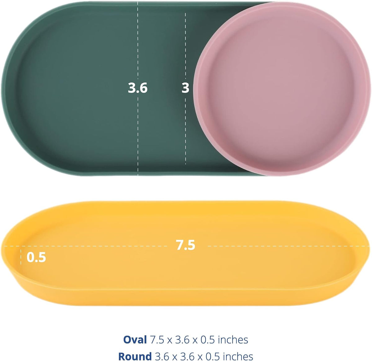 Blue Ginkgo Mini Silicone Trays – Set of 6 Easy-Clean Organizers for Bathroom, Kitchen, Desk, Vanity, and Cosmetics (Green, Yellow, Pink)