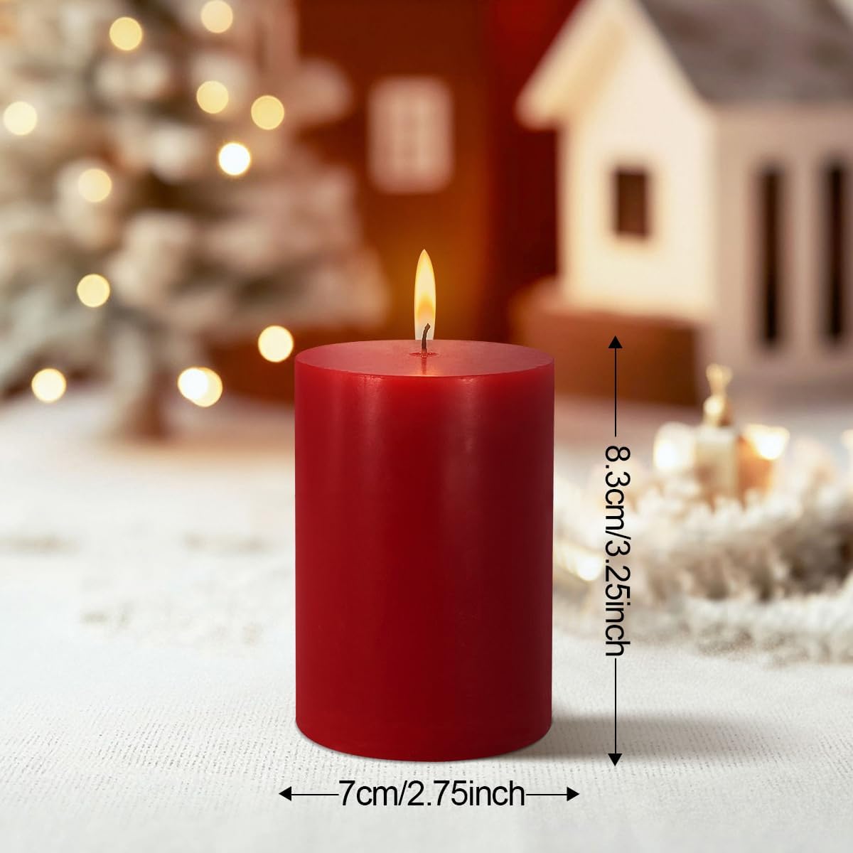 6 Pk 2.75x3.25 Red Pillar Candles Unscented Dripless Home Decor