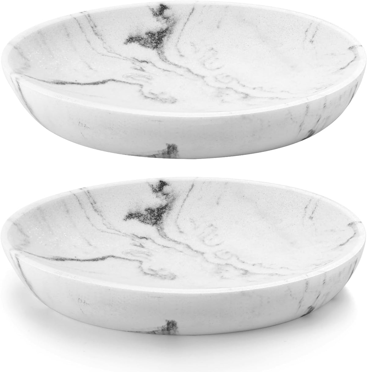 Luxspire Soap Dish, Oval Resin Dish for Bathroom, Gravel White, 2 Pack