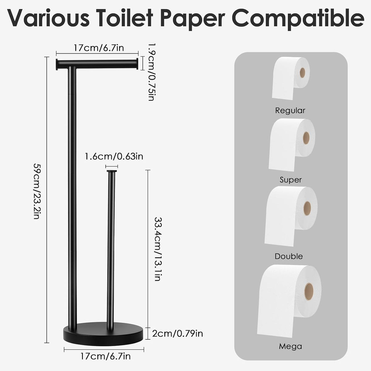Toilet Paper Holder Stand, Bathroom Toilet Paper Stand with Large Reserve