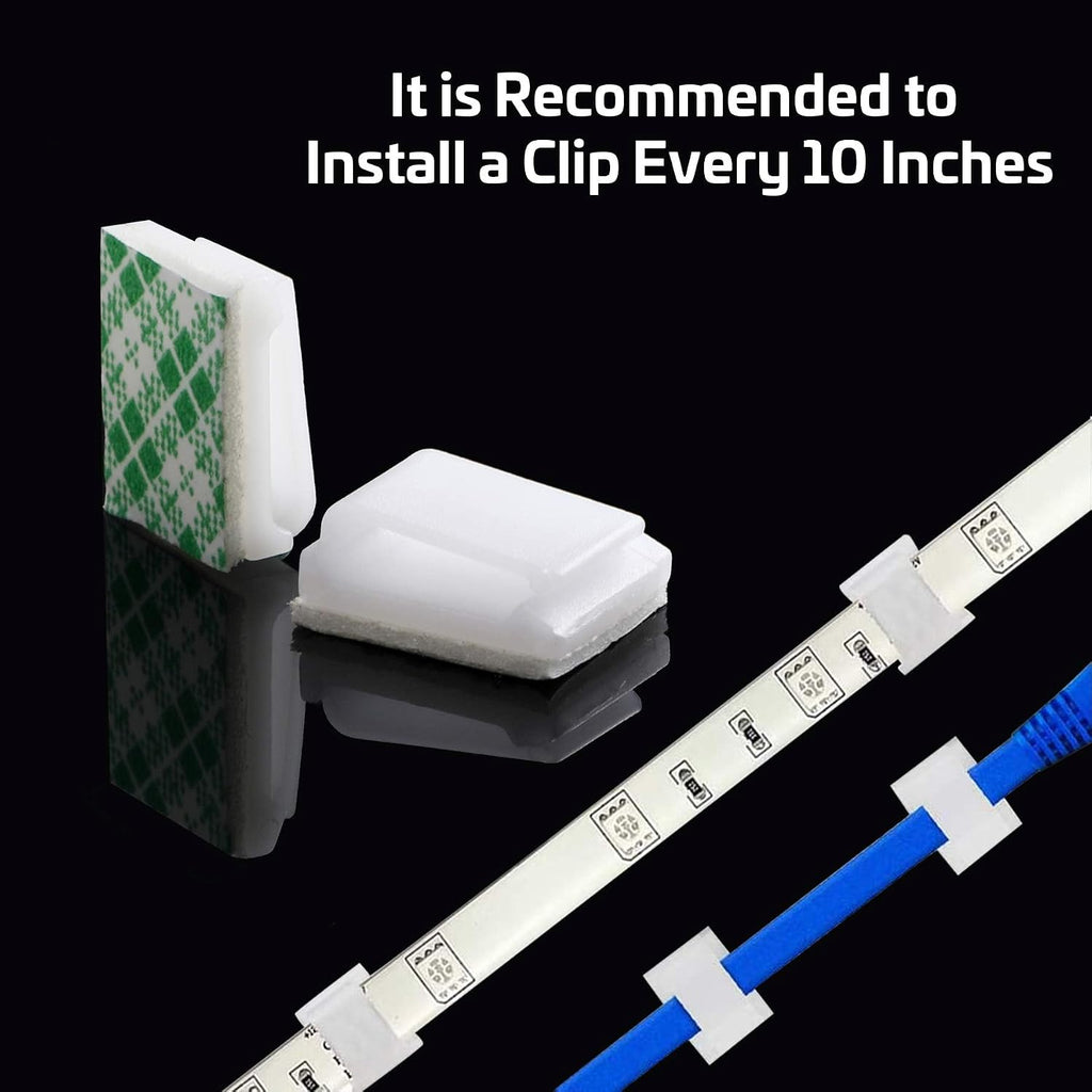 PETKNOWS 120Pcs Led Strip Light Clip Black Adhesive Holder for 8mm Tape