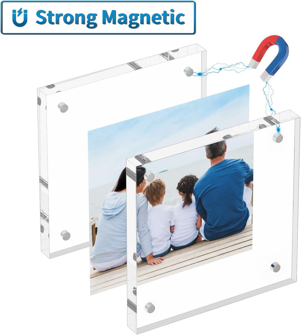 AITEE 4x4 Acrylic Picture Frames 6 Pack, Clear Picture Frames，20% Thicker