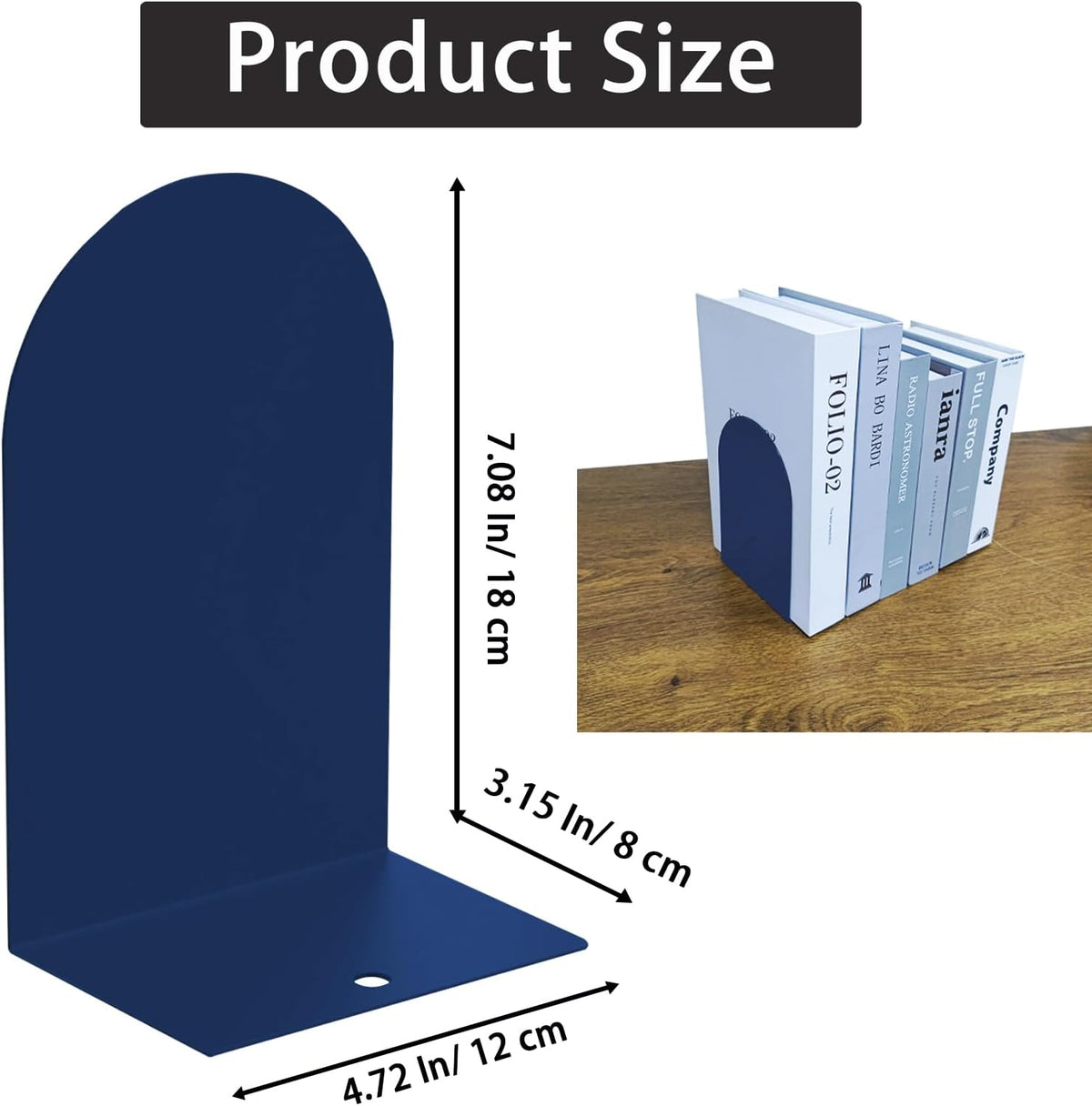 MerryNine Book Ends for Shelves, Metal Bookends for Shelves, 4 Pairs