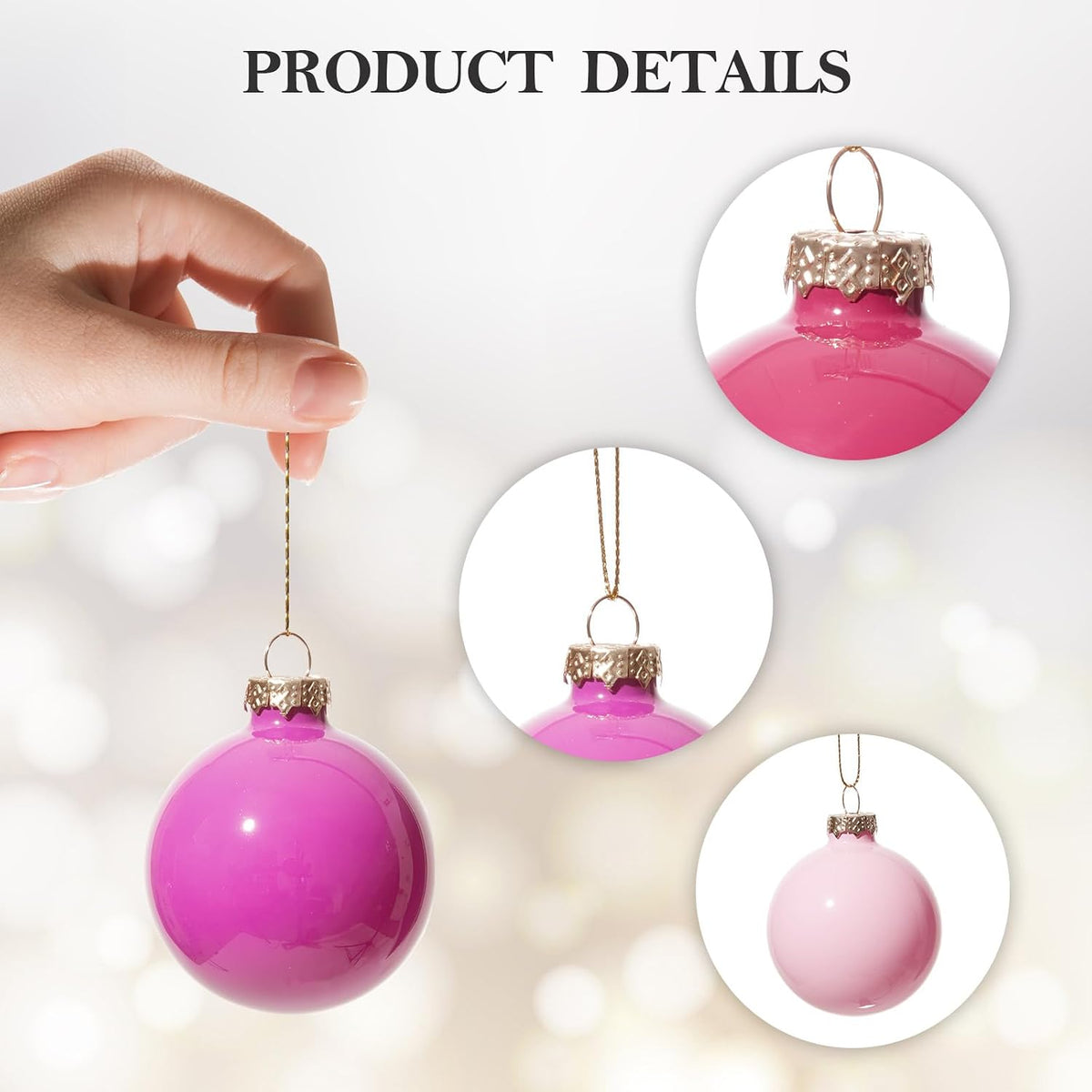 WDS WONDROUS Red Pink Glass Christmas Ball Ornaments 12PCS Hanging Balls