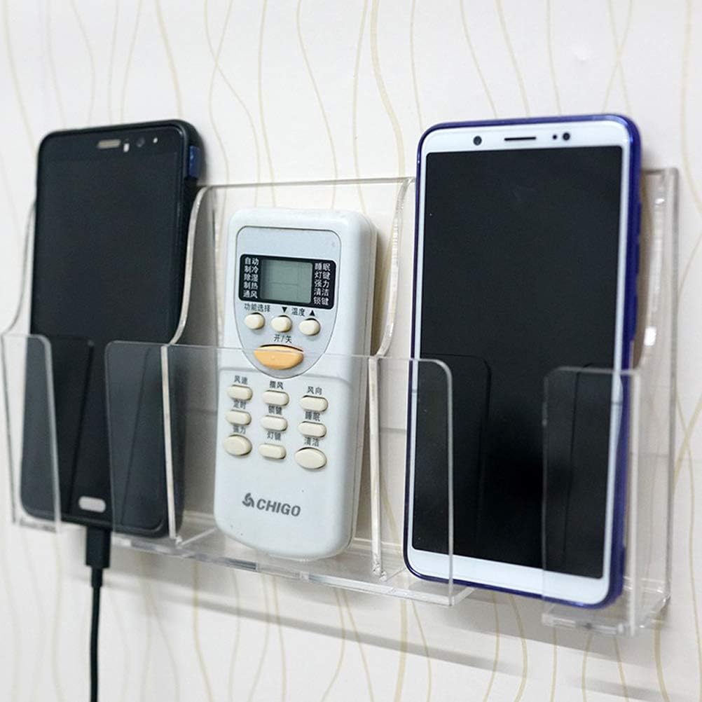 Media Organizer Storage Box Wall Mount Phone Holder (Three Grid)
