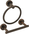 Oil Rubbed Bronze Toilet Paper Holder, Stainless Steel Towel Ring, Double Post Pivoting Toilet Paper Holder and Hand Towel Holder for Bathroom, Bathroom Hardware Accessories Set Brushed Bronze