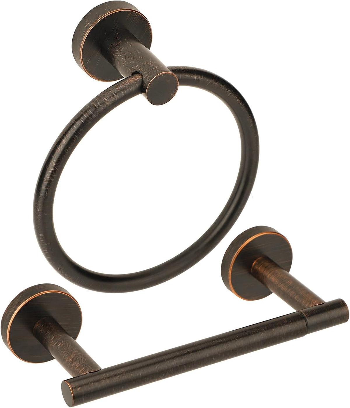Oil Rubbed Bronze Toilet Paper Holder, Stainless Steel Towel Ring, Double Post Pivoting Toilet Paper Holder and Hand Towel Holder for Bathroom, Bathroom Hardware Accessories Set Brushed Bronze