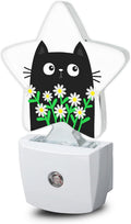 Cat Kitten Daisy Plug-in Night Light with Dusk-to-Dawn Sensor for Bedroom,Bathroom and Living Room Sleep Friendly lamp for Women/Girls/Boys Gift,0.5W