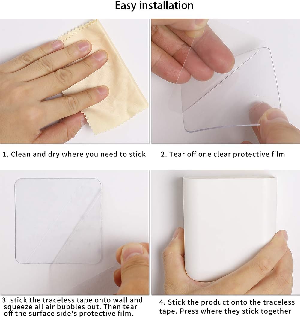 T-H-See Remote Holders Wall Mount Hole Free, Self-Adhesive Storage Box, Pen Holder (2 Pack)