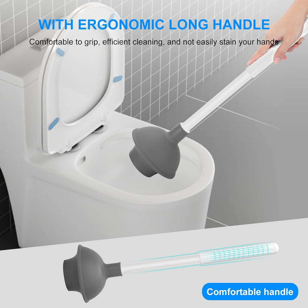 SetSail 2 Packs Toilet Brush and Plunger Set for Bathroom Cleaning, White