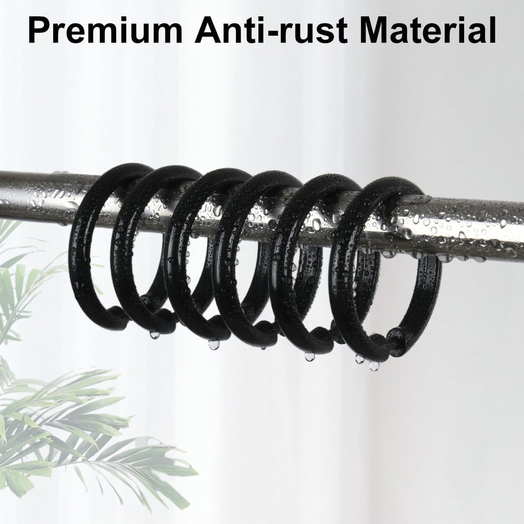 Kutesna 24PCS Shower Curtain Hooks,Black Shower Curtain Rings