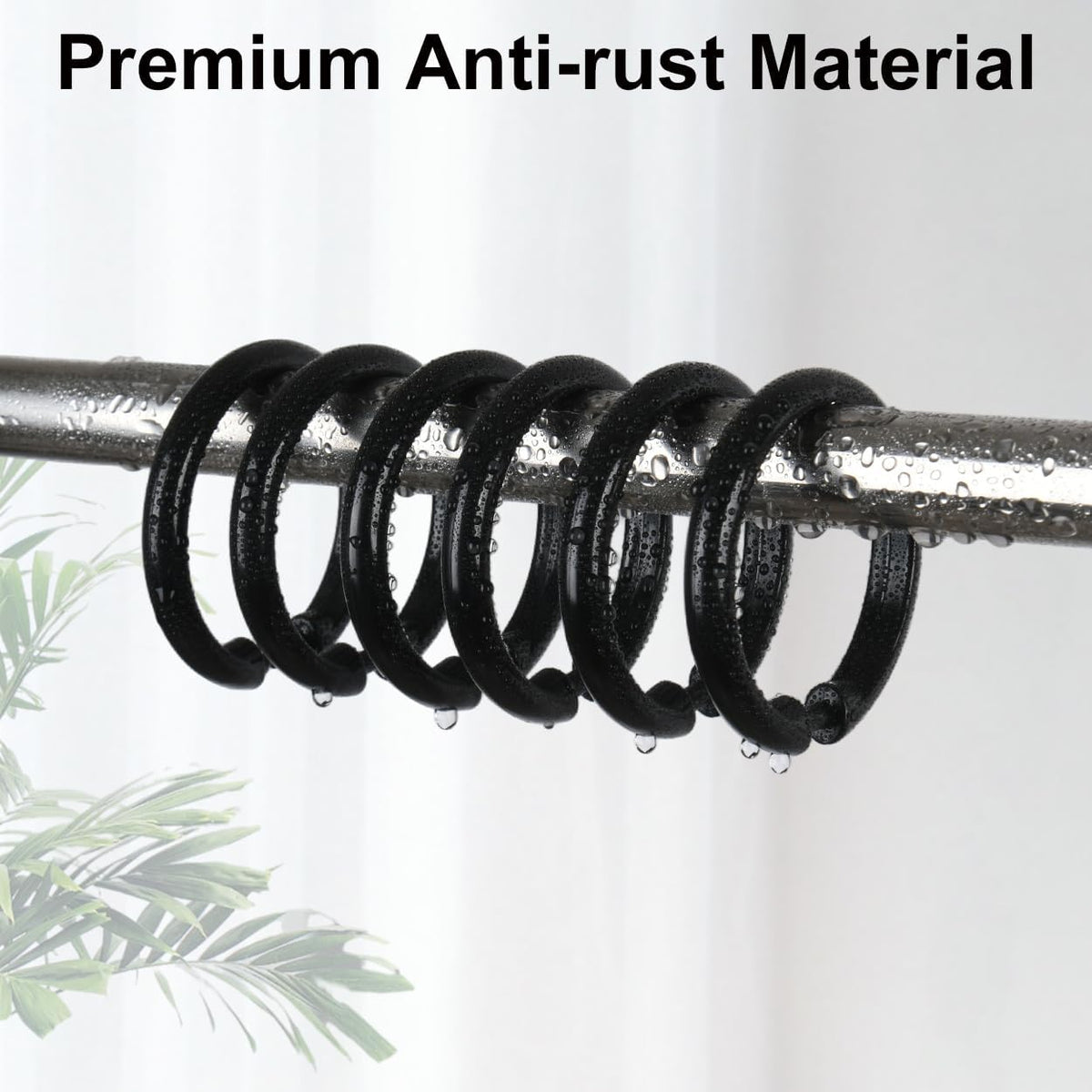 Kutesna 24PCS Shower Curtain Hooks,Black Shower Curtain Rings