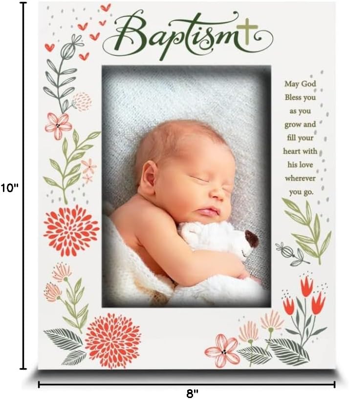 BELLA BUSTA-Personalize Baby Blessings Baptism-Christening, Baby Girl Baptism Presents from Godparents Friends, Family-UV Print Frame (4x 6 Vertical (Girl))