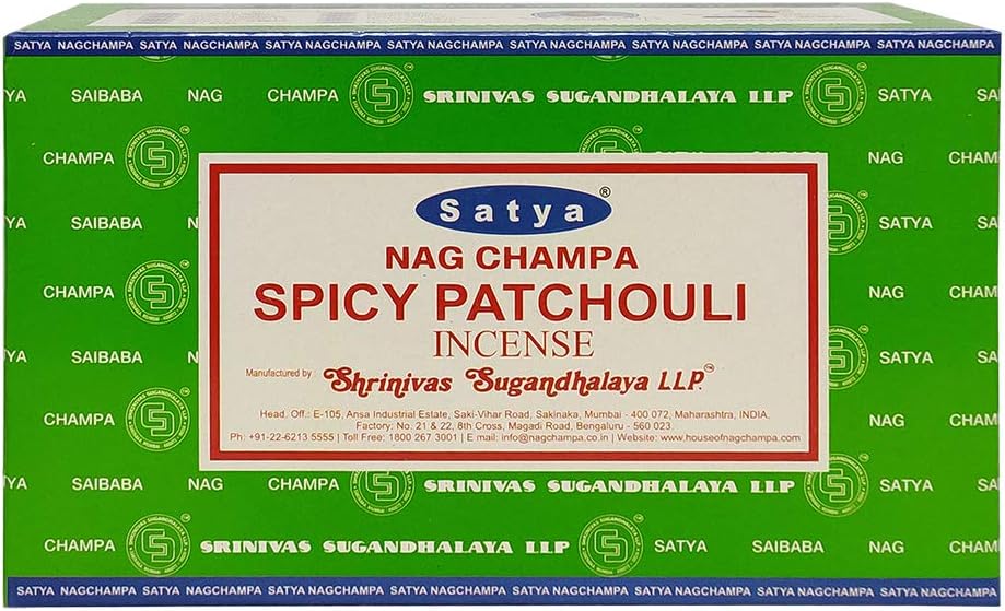 Satya Incense Sticks Economy Pack 12 Packs of 15 g Approx. 180 Sticks Spicy Patchouli