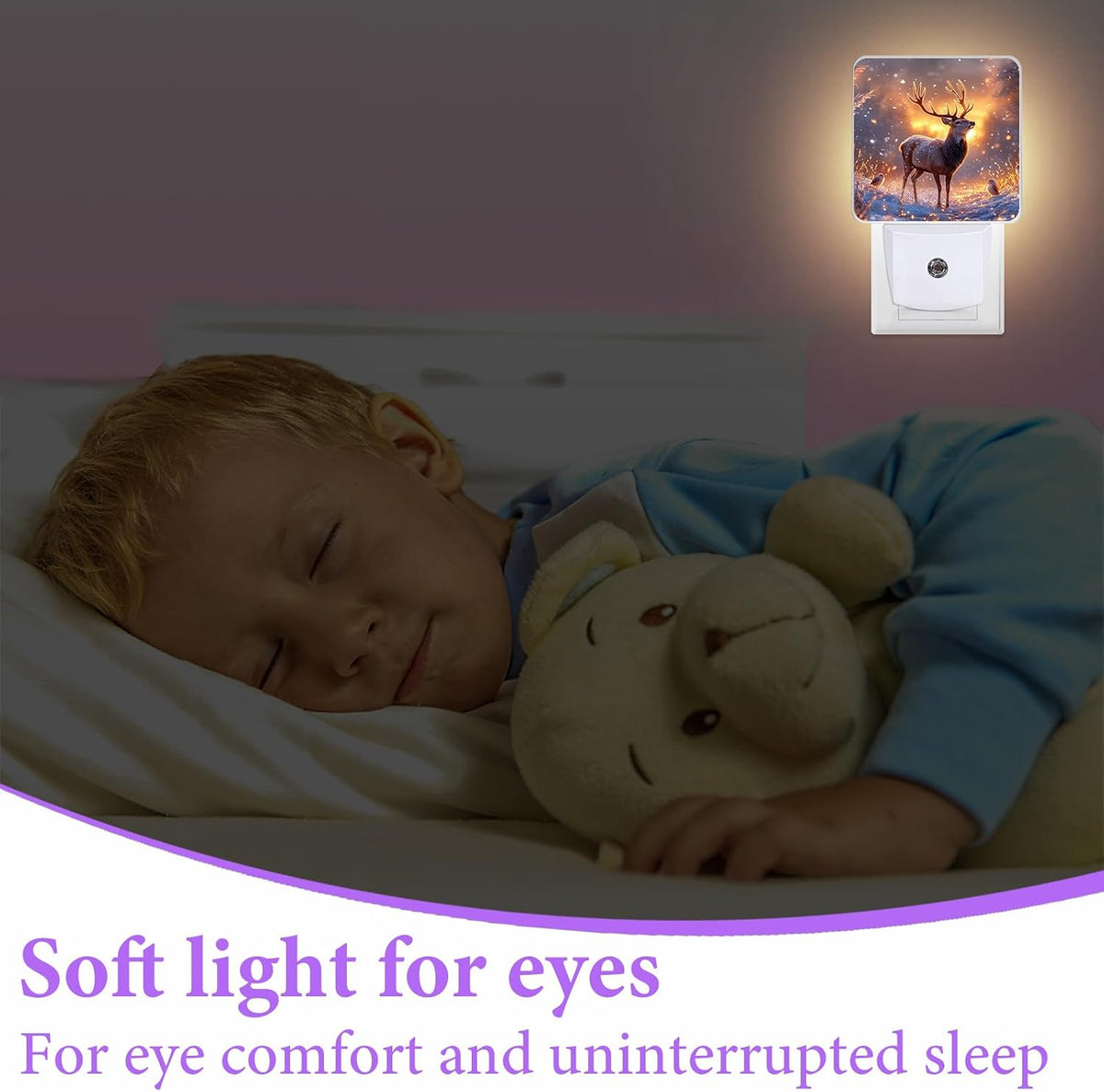 Forest Deer Night Light,Night Lights Plug into Wall,Led Lamp for Stairway/Hallway/Bedroom 0.5W Nightlight Sleep Friendly