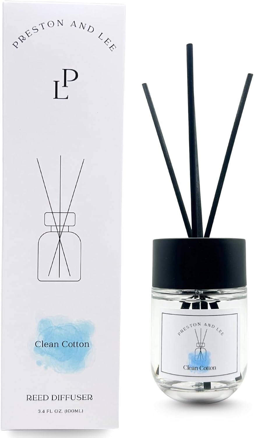 Reed Diffuser Set | 100 ml (3.4 fl oz) Clean Cotton Scent | Reed Diffuser Set | Aromatherapy Diffusers | Reed Diffuser Oil for Home and Spa Fragrance