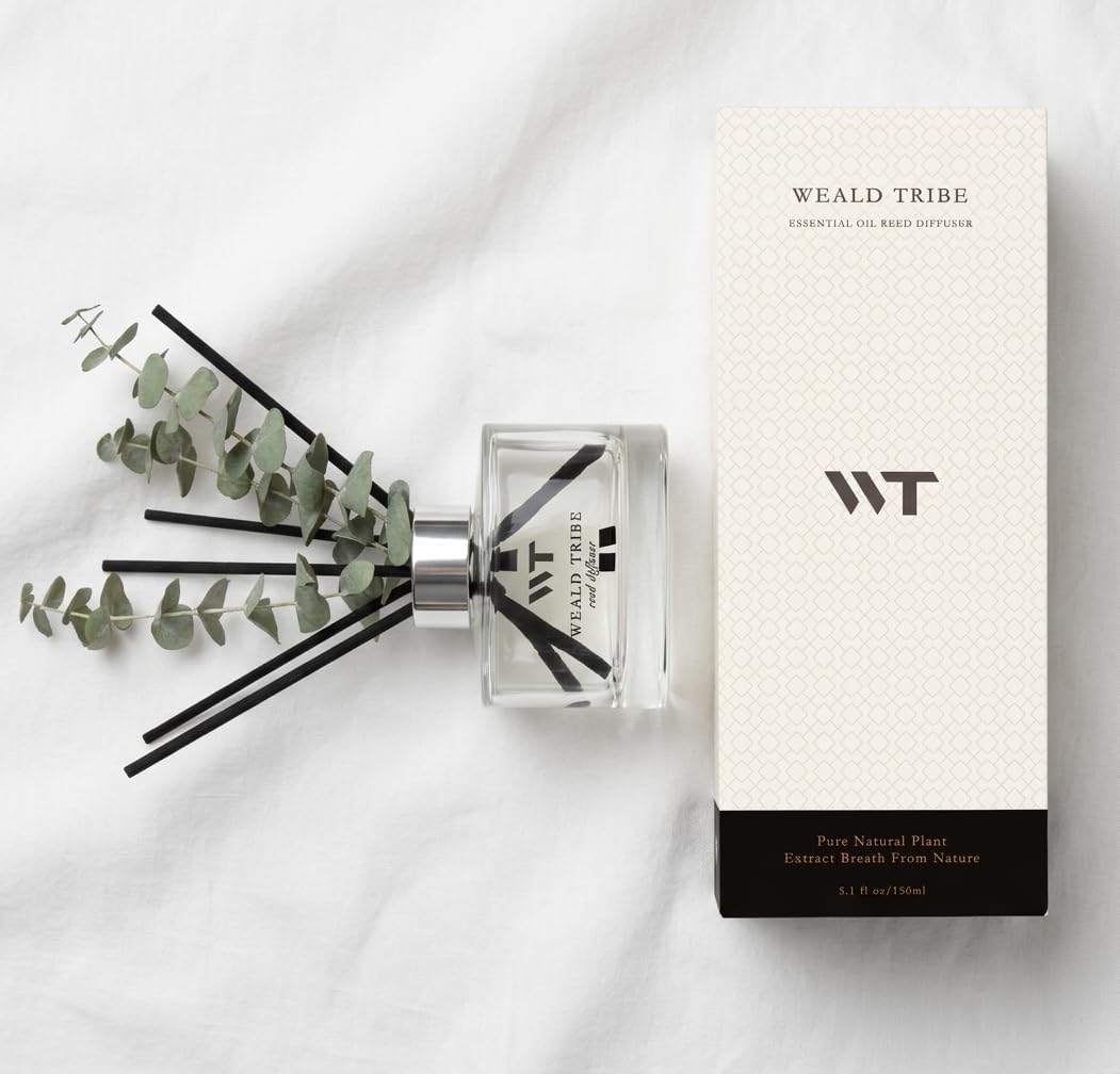WEALD TRIBE Eucalyptus & Lavender Scent Reed Diffuser for Bathroom Decor