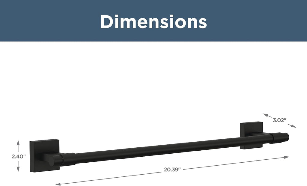 Franklin Brass Towel Rack | 18 Inch Matte Black Towel Bar for Bathroom, Kitchen | Maxted Accessories