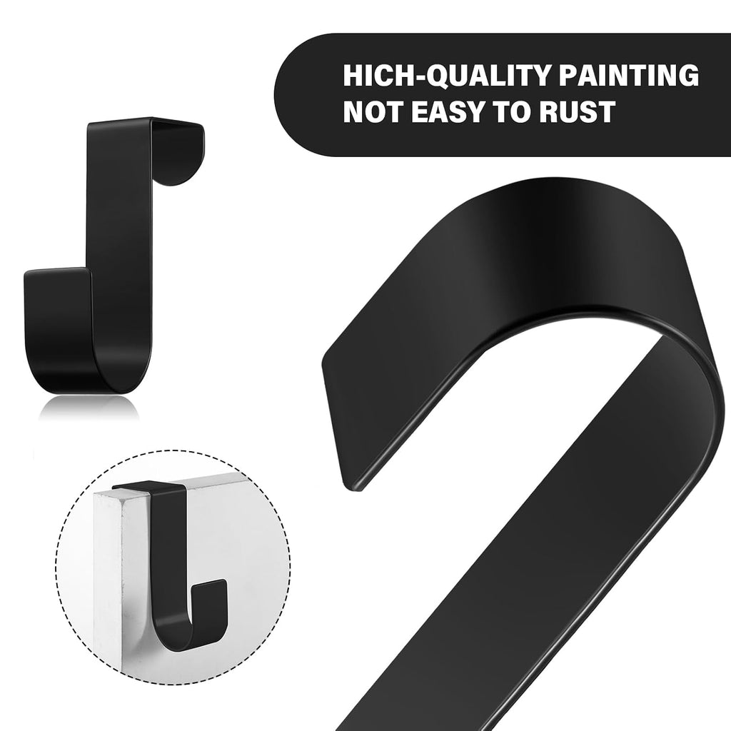 Hotop 12 Pcs Over Door Hooks for Hanging Metal Z Shaped 1 Inch, Black