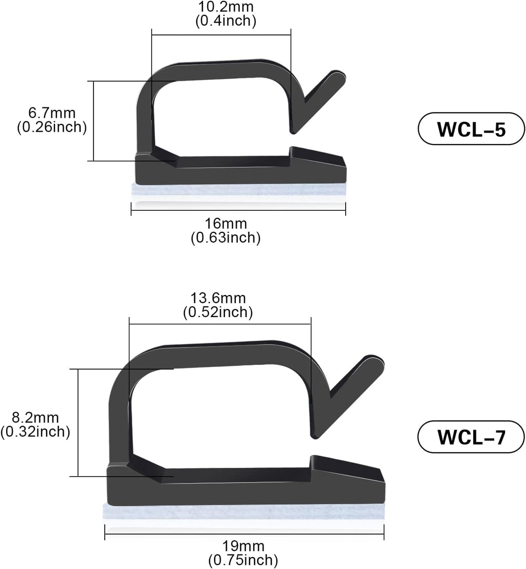 XHF 60PCS 3/4” Black Adhesive Cable Wire Wall Light Clips, Cord Holder